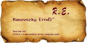 Rasovszky Ernő névjegykártya